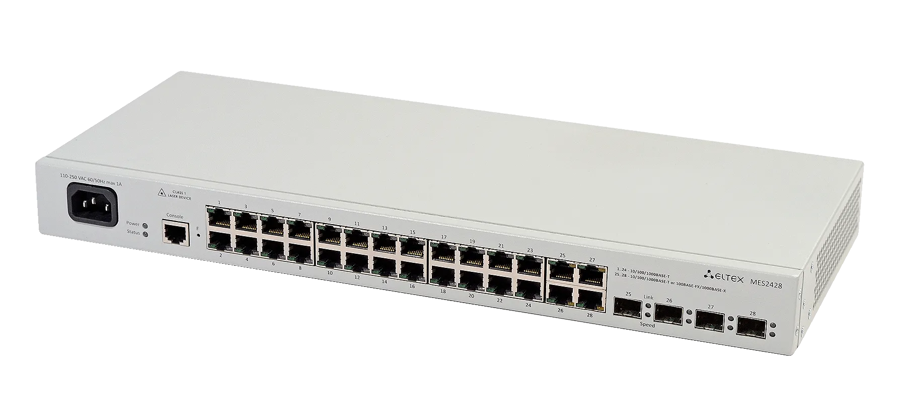 Ethernet-коммутатор MES2428-DC, 24x1G RJ45 + 4xCombo (RJ45/SFP), L2, 48V DC